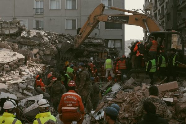 Rescuers work tirelessly amidst rubble in Antakya, Hatay, Türkiye, after an earthquake.